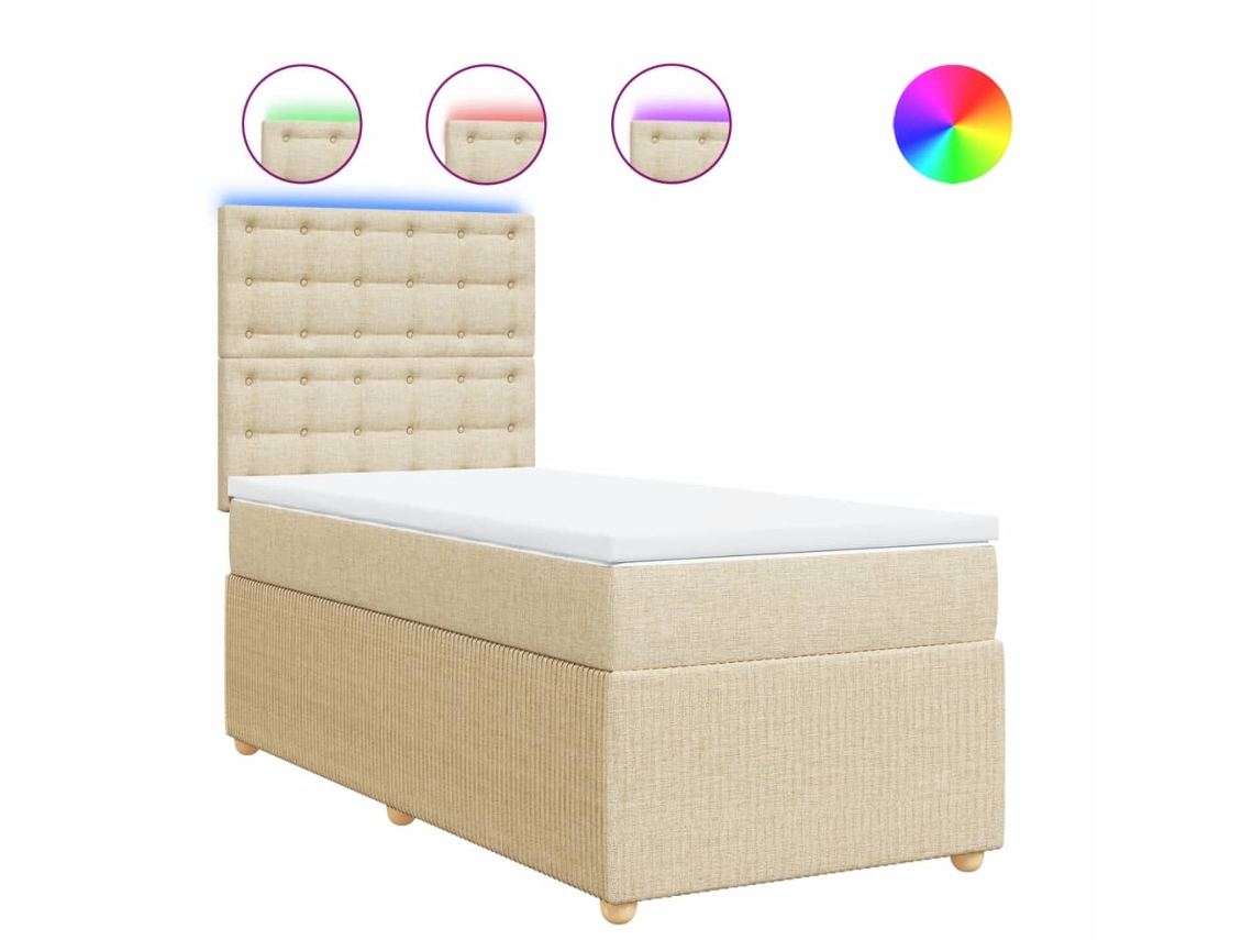 Box Spring Bed, Box Spring Beds Vidaxl Creme Tecido (100 X 200 Cm)