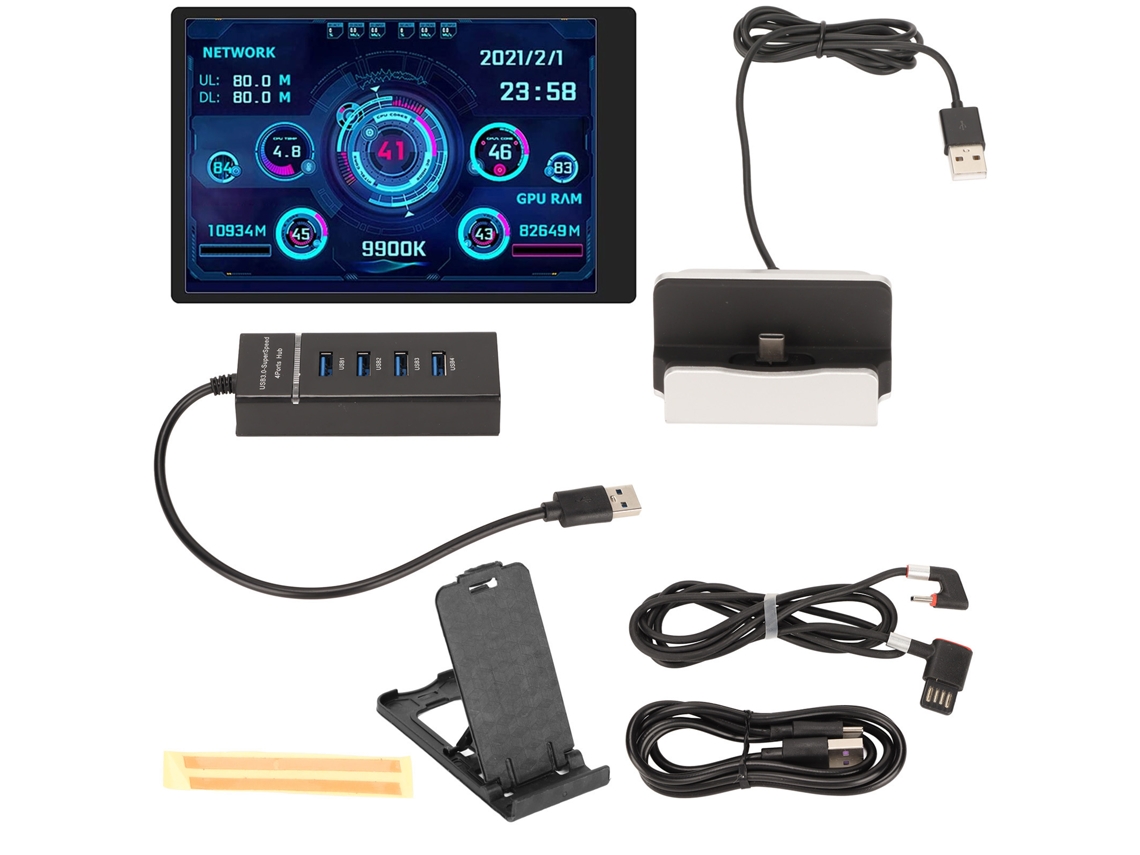 3.5 Polegadas Ips Tela Mini Usb Tipo C Para Pc Mostrar Cpu Ram Hdd Dados Temperatura Subtela