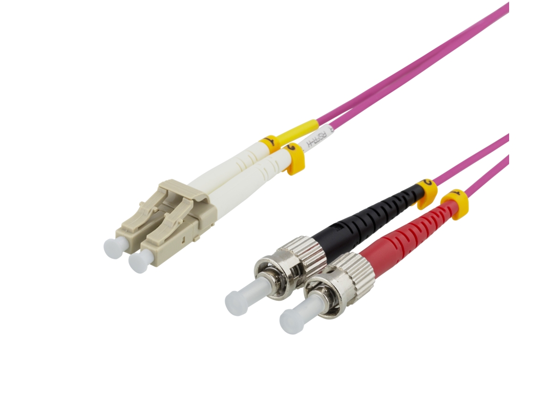 Cabo De Fibra Óptica Om4, Lc St Duplex, 50/125, 1 M, Rosa Aquaforge