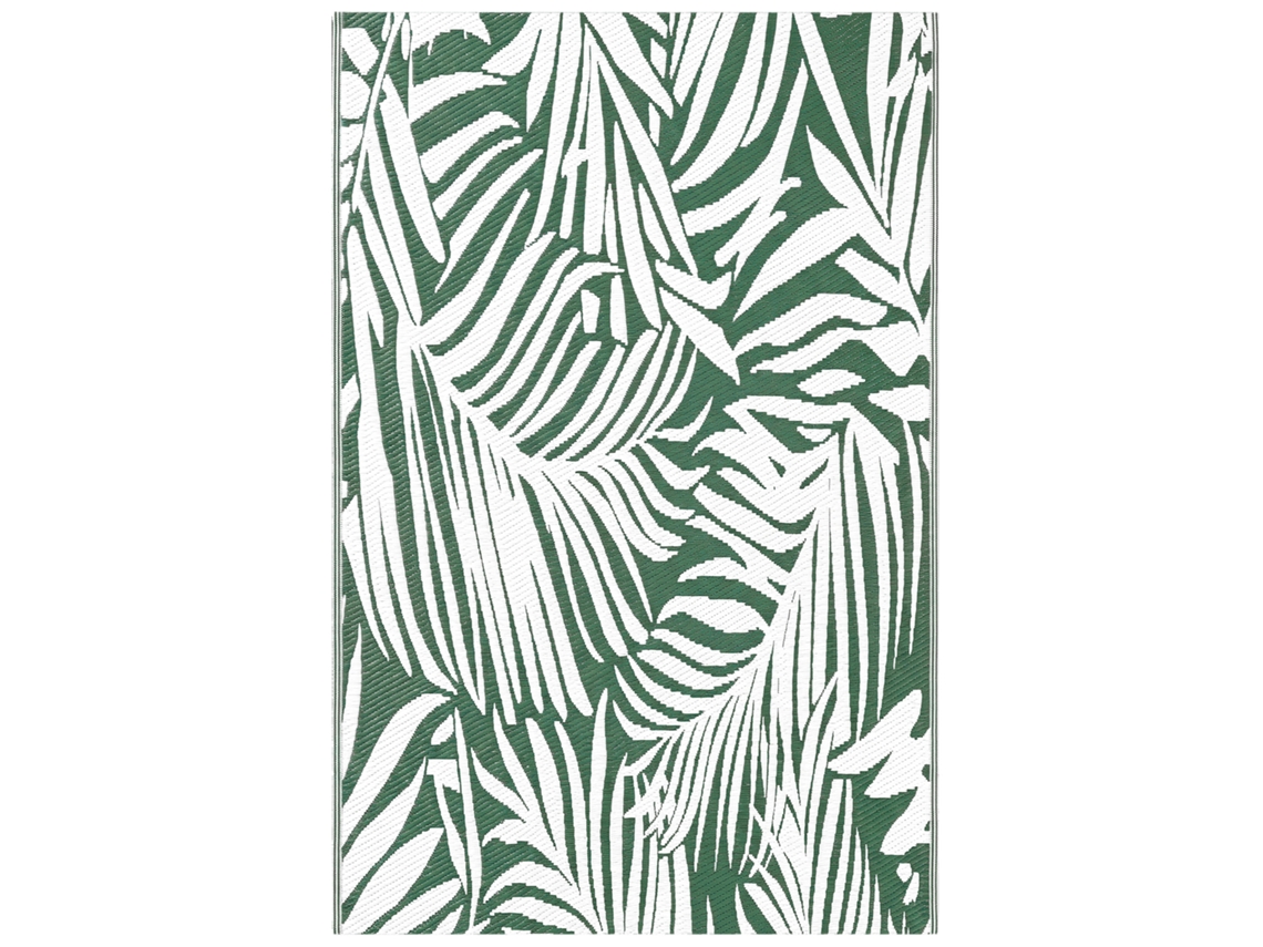 Tapete Para Exterior, Reversível, Resistente Às Intempéries, Com Padrão De Folhas, 152 X 243 Cm, Verde Escuro.