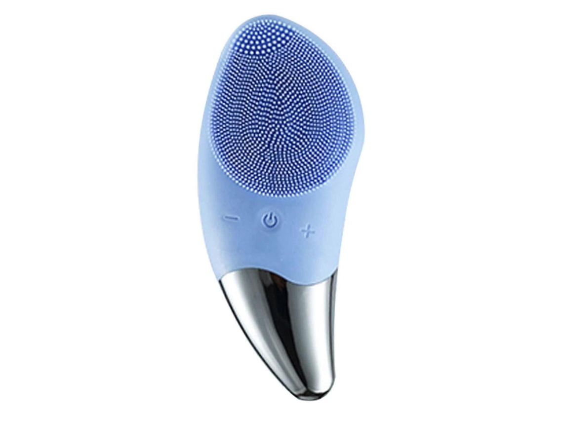 Cepillo de Limpeza Facial Sônico Elétrico, Masajeador Silicone Impermeável Recarregável, Azul GOKOCO
