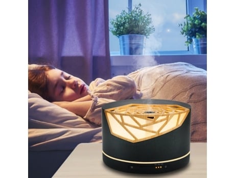 Umidificador Difusor De Aroma Com Madeira Silencioso, Purificador De Ar Com Luz Noturna E Timer Para Quarto Ou Mesa Yt