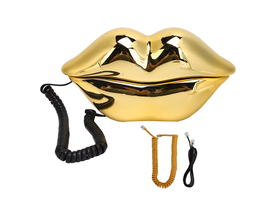 Aetheria telefone de Forma de Lábio Dourado Eletroplatado com Linha Telefônica para Casa Escritório Hotel