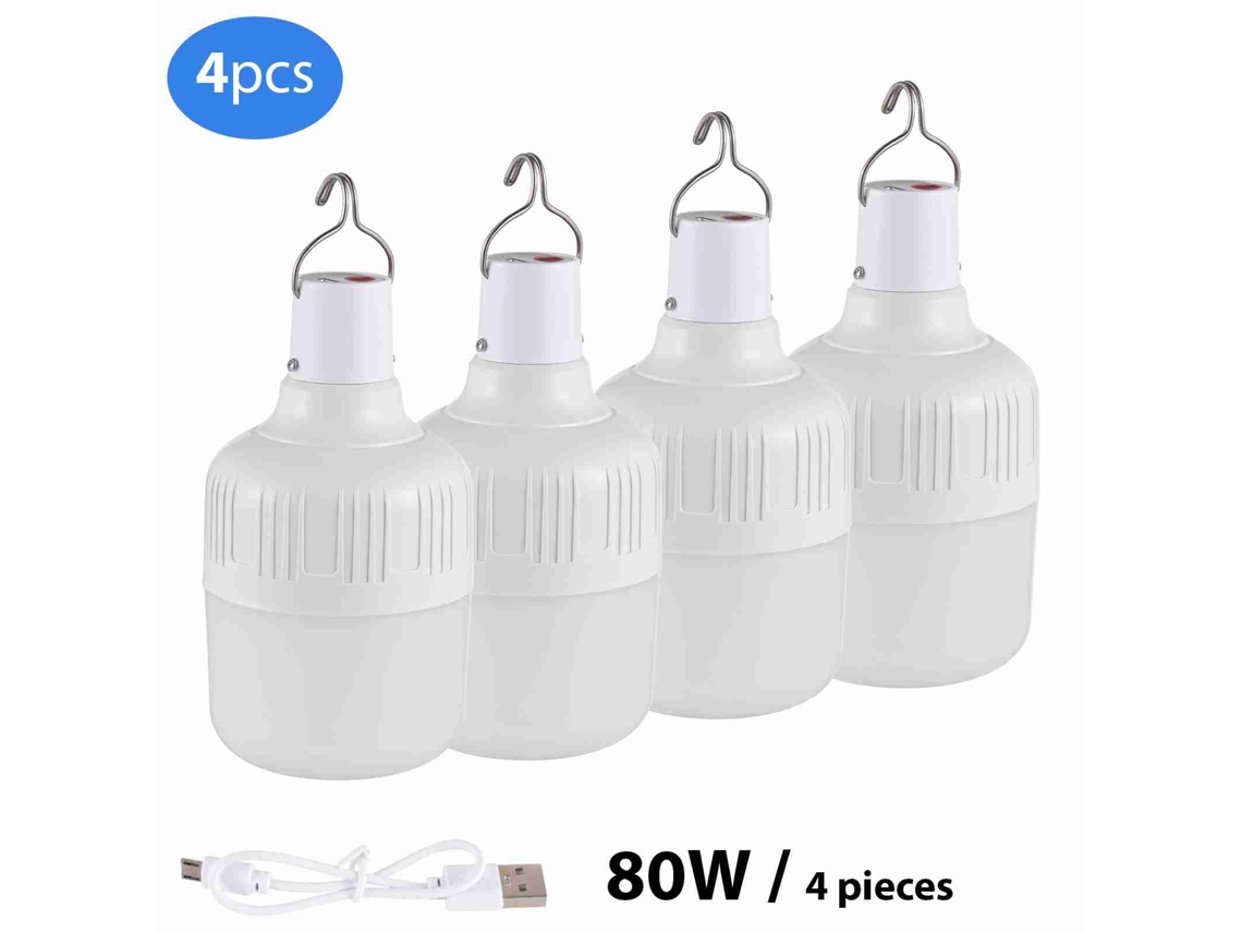 Lâmpada led recarregável 80w com gancho e 5 modos para camping | S/MARCA