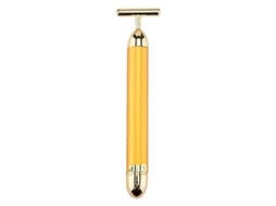 Massageador Facial Elétrico Beauty Bar em Ouro 24k, Formato T, para Rosto, Braços, Olhos, Nariz e Cabeça, Fontaine Bleau GOKOCO
