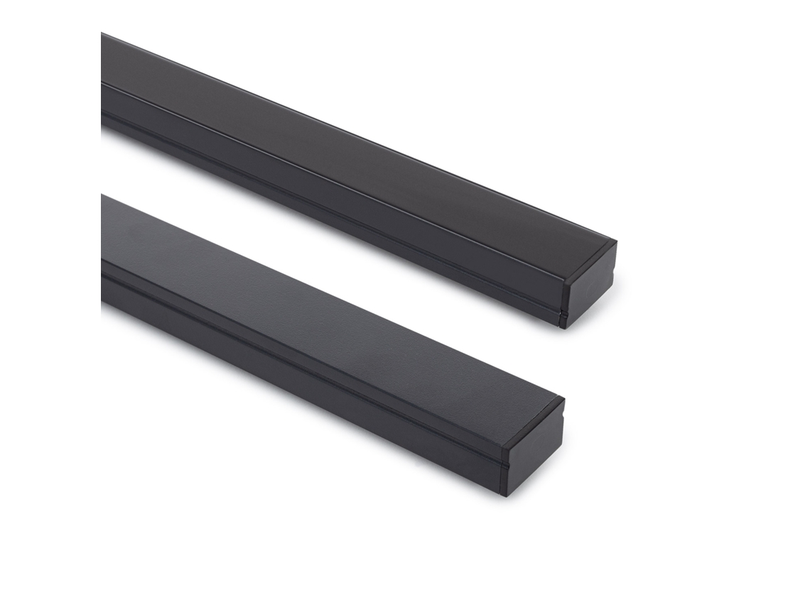 Perfil Alumínio Superfície Para Fita Led Até 20 Mm Com Tampa Contínua Preto 2 M Preto Translúcido Ledkia