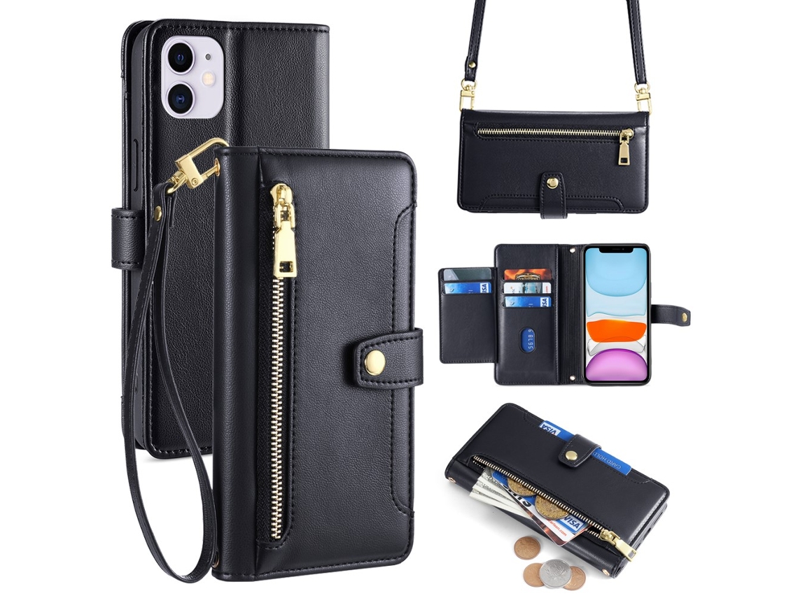 Capa Para Iphone 11 Pele Sintética Anti-riscos Magnética Preto