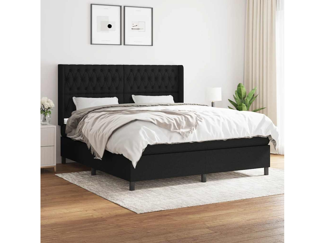 Vidaxl Cama Com Molas/colchão 180x200 Cm Tecido Preto