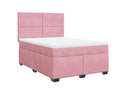 Cama com Molas/colchão 140x190 Cm Veludo Rosa MAISON EXCLUSIVE