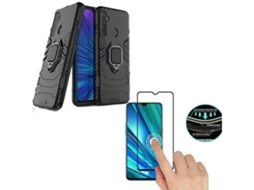Kit Capa e Película de Vidro Temperado 5D Realme 5 Pro Phonocare Militar Preto