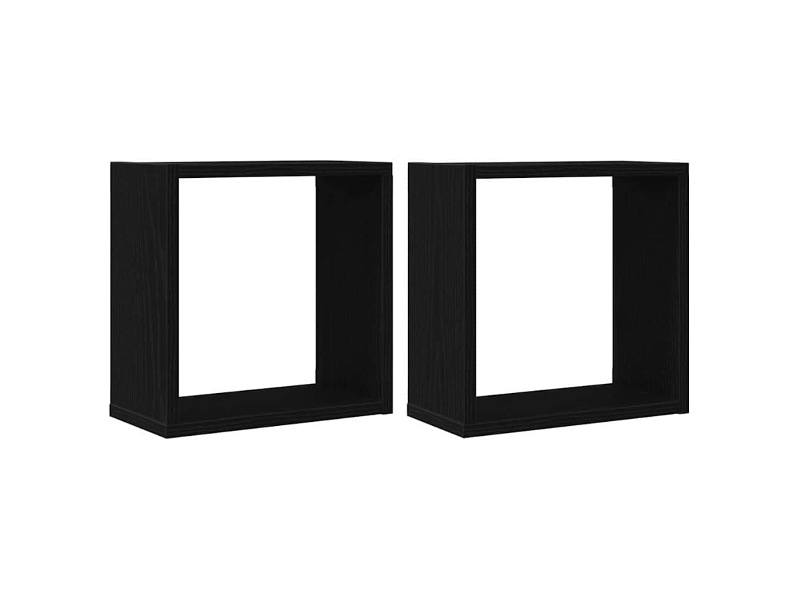 Prateleiras de Parede em Cubo 2 peças Carvalho Preto 30x15x30 cm Madeira Engenheirada MAISON EXCLUSIVE