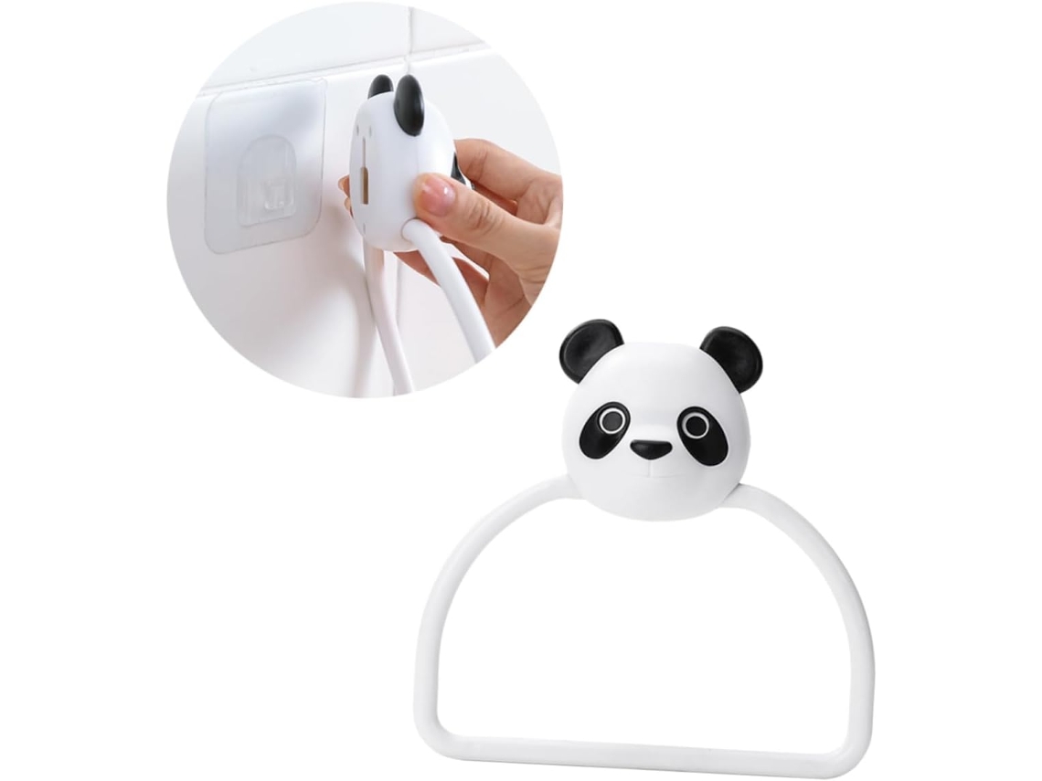 Elegante Suporte Para Toalhas Em Formato De Panda, Sem Furos, Feito De Plástico Abs Para Banheiro. Gokoco