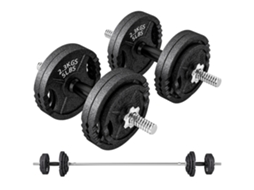 Conjunto de Pesos VELTUS TRADE, 42 Kg, 14 discos, barra e halteres, preto