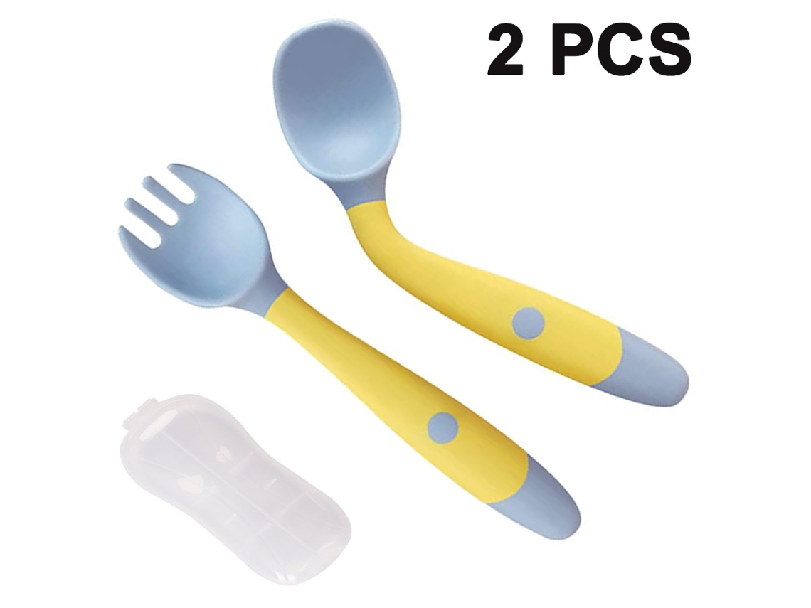 Elysve Utensílios Para Bebés Conjunto De Colher E Garfo Para Aprender A Comer