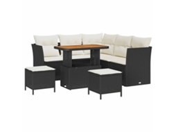 Maison Exclusive - Conjunto De Sofá De Jardim Com Almofada 8 Pcs Preto E Creme
