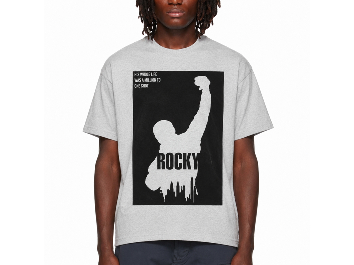Rockinstone Rocky Movie Blocked Out Heather Gray Adult T-shirt Size:l