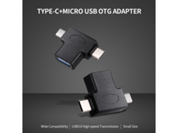 Adaptador Otg Type C Micro Usb Para Usb3.0, Preto Conector Ótimo! Luz Dourada
