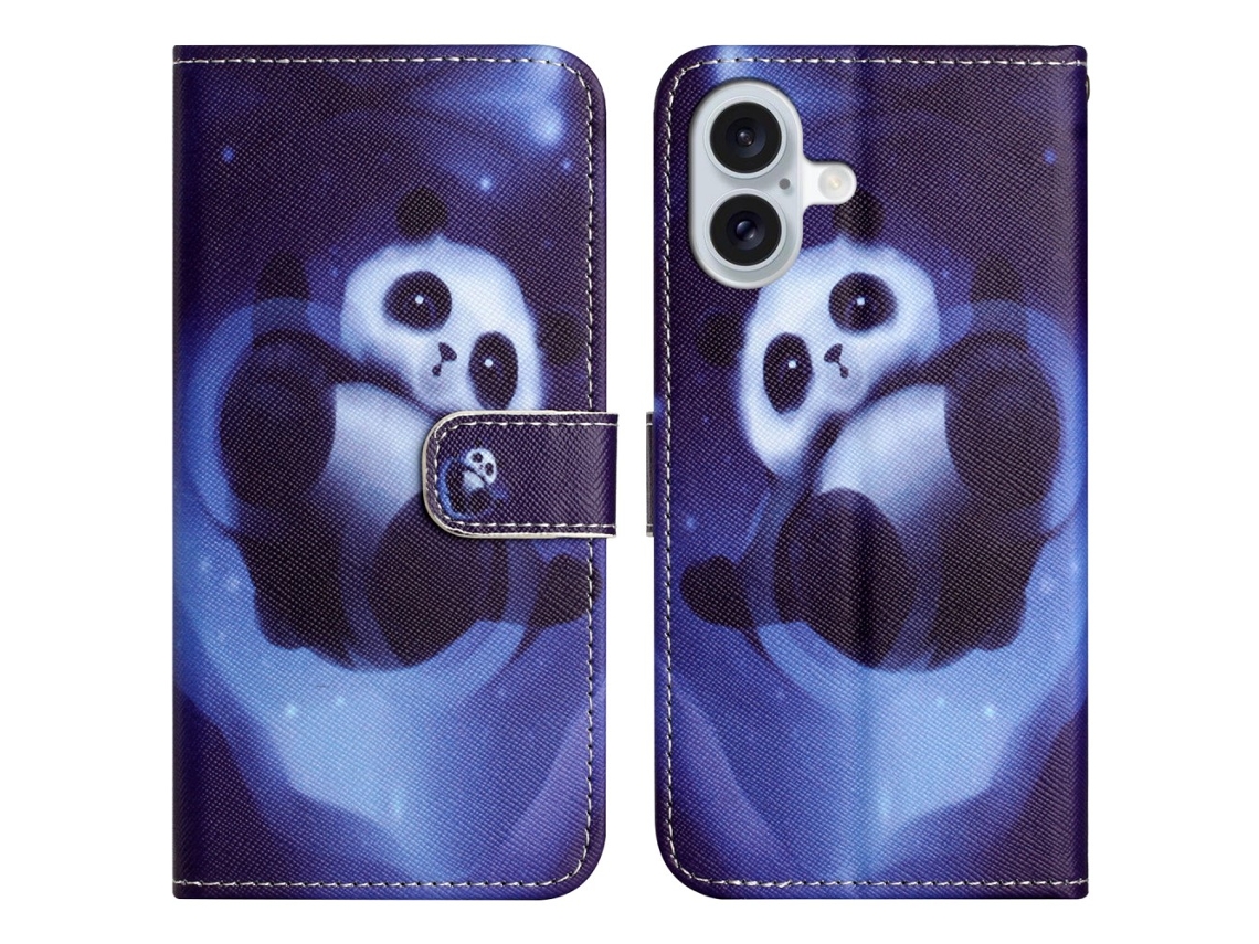 Capa Em Couro Pu Para Apple Iphone 16 Plus - Panda