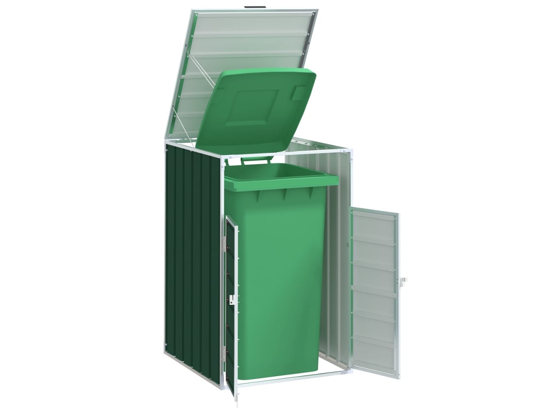 Vidaxl Abrigo Para Caixote Do Lixo 72x81x115 Cm Aço Verde