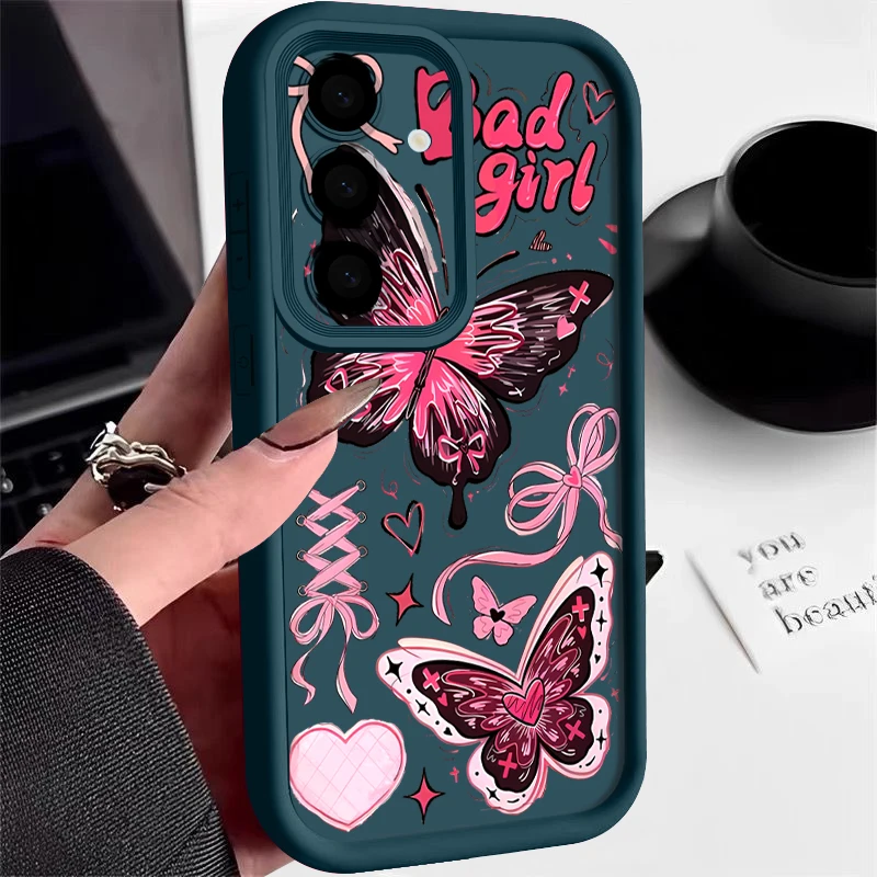 Capa Para Celular Galaxy A16 5g Com Estampa De Borboleta Rosa (azul), Capa Macia De Tpu.
