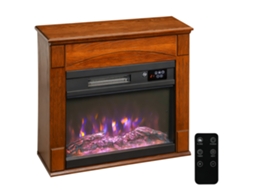 Lareira Elétrica 1000/2000w Com Efeito De Chama 3d Em 6 Cores E 3 Brilhos, 68,5x27,5x63cm, Marrom
