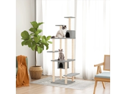Vidaxl Árvore P/ Gatos C/ Postes Arranhadores Sisal 176 Cm Cinza-claro