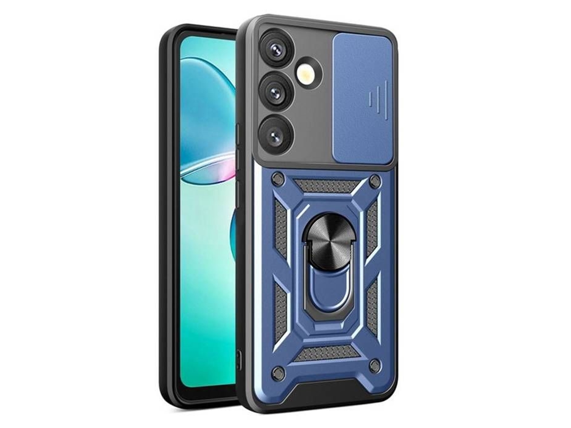 Capa Para Samsung Galaxy A57 5g - Case Rígido Anti Choque Película De Tela - Azul Escuro