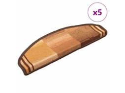 Vidaxl Tapetes De Escadas Adesivos 5 Pcs 65x21x4 Cm Castanho