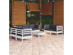 Vidaxl 8 Pcs Conjunto Lounge De Jardim C/ Almofadões Pinho Maciço