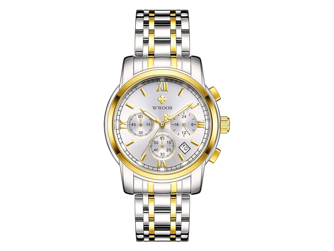 Reloj Analógico De Cuarzo Con Correa De Acero Inoxidable Clásico Casual Wwoor (blanco)