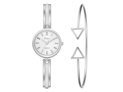 Conjunto Relógio Pulseira Feminino Lvpai de Moda Casual de Liga Quartzo Prata Branco