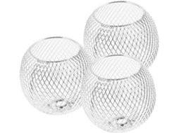 Conjunto de 3 Luminárias Esféricas de Metal Prateado, com Design Decorativo Vazado, Fáceis de Instalar, para Iluminação. SFUSHOS
