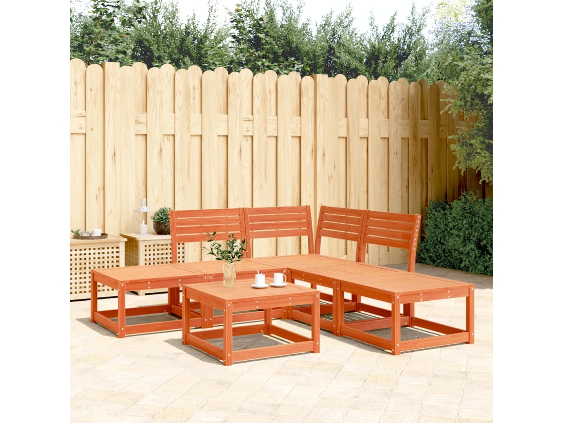 Pcs Conjunto De Sofás De Jardim Pinho Maciço Castanho Mel Dkd Home Decor