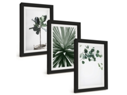 Composição De Quadros Plantas Verdes, Minimalismo Espelharte (3 Peças 20x30 Cm)