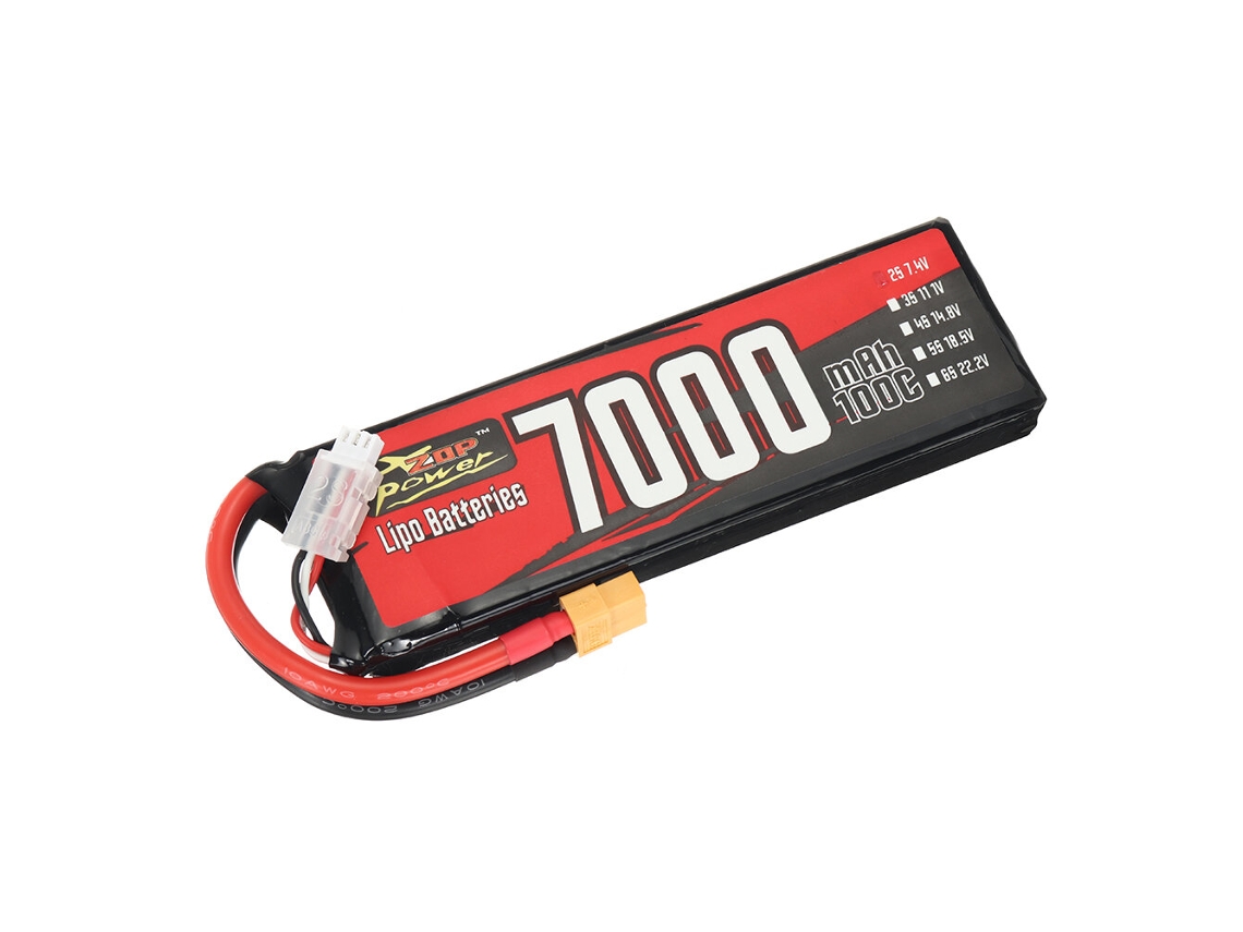 Bateria Zop Power 7,4 V 7000 Mah 100c 2s 51,8 Wh Lipo Xt60 Plug Para Carro Rc