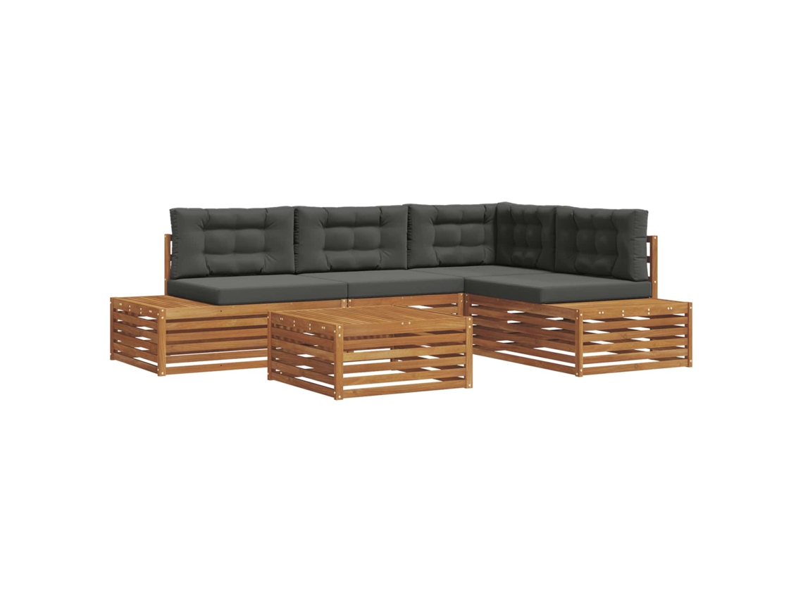 Maison Exclusive - Conjunto De Sofás Para Exterior 5 Peça Natural E Antracite