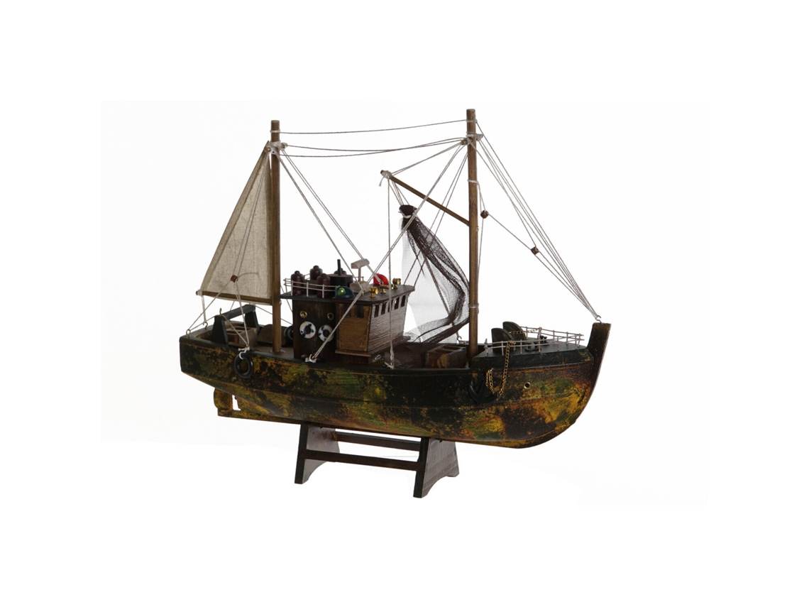 Barco de Madeira Verde 40x13x35cm ALEXANDRA HOUSE LIVING