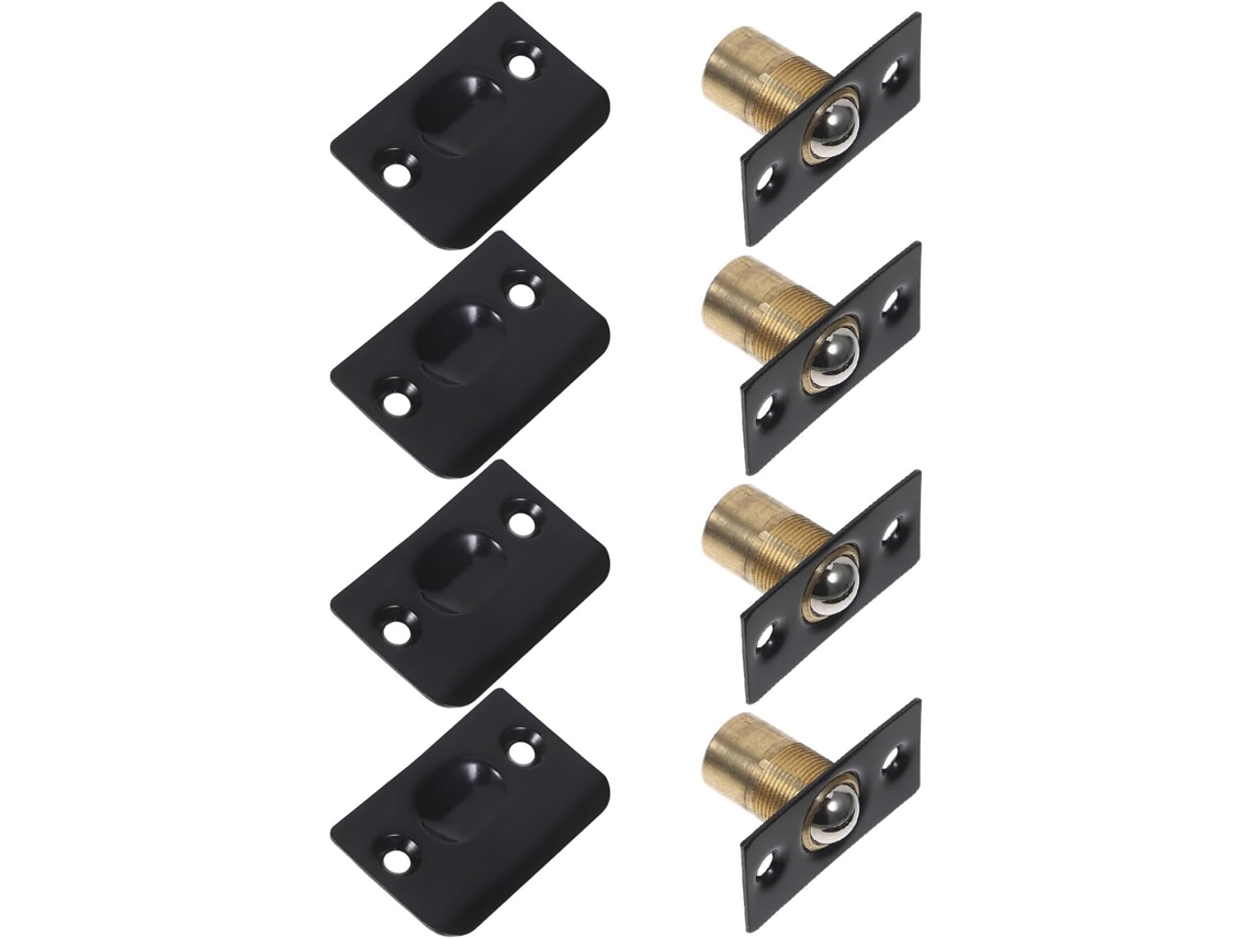 Fecho De Esfera Ajustável Para Porta, Preto, Conjunto Com 4 Unidades, Em Aço Inoxidável, Design Invisível Com Placa De