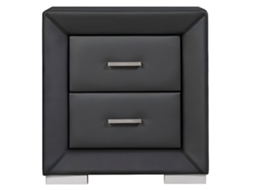 Mesa de Cabeceira VENTE-UNIQUE.PT Capitole (Preto - Pele Sintética - 51.5x43x54.5 cm)