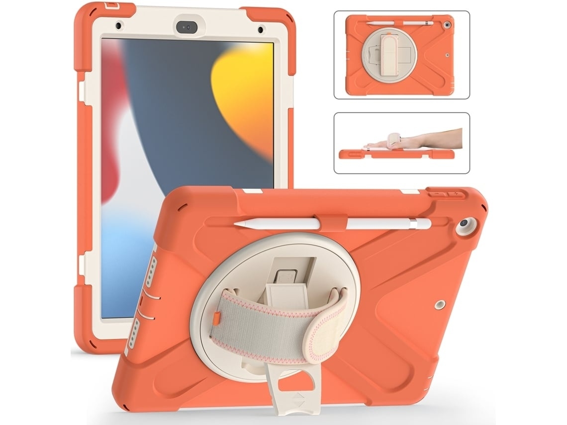 Capa Robusta Para Tablet Ipad De 10,2 Polegadas Laranja Claro (2021/2020/2019) Com Suporte Cor Laranja Elysve