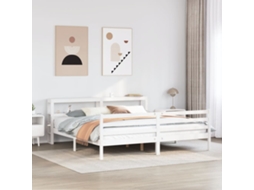 Vidaxl Estrutura De Cama C/ Cabeceira Sem Colchão 200x200 Cm Branco