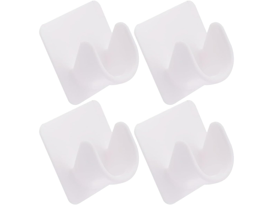 Conjunto de 4 suportes de plástico branco Veemoon para diversas cortinas com fixação adesiva, suporte protetor para
