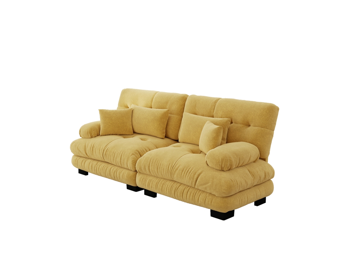 Sofá de Canto Cloud Amarelo em Chenille com Estrutura de Madeira Maciça PAPRIKA SHOP