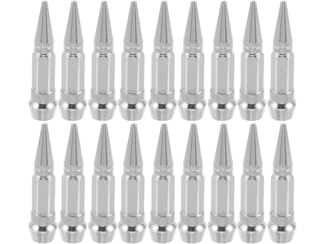 Conjunto de 40 tampas de válvulas automotivas em liga de alumínio com rosca para proteção.