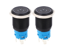 Interruptor De Metal Com Trava Automática Ip65 Com Led 16mm 3-6vdc Branco 2pcs