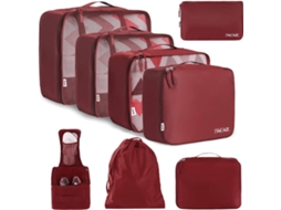 Conjunto De Cubos De Embalagem, Organizadores De Embalagem De Bagagem Para Acessórios De Viagem Vinho Tinto Ehstmind