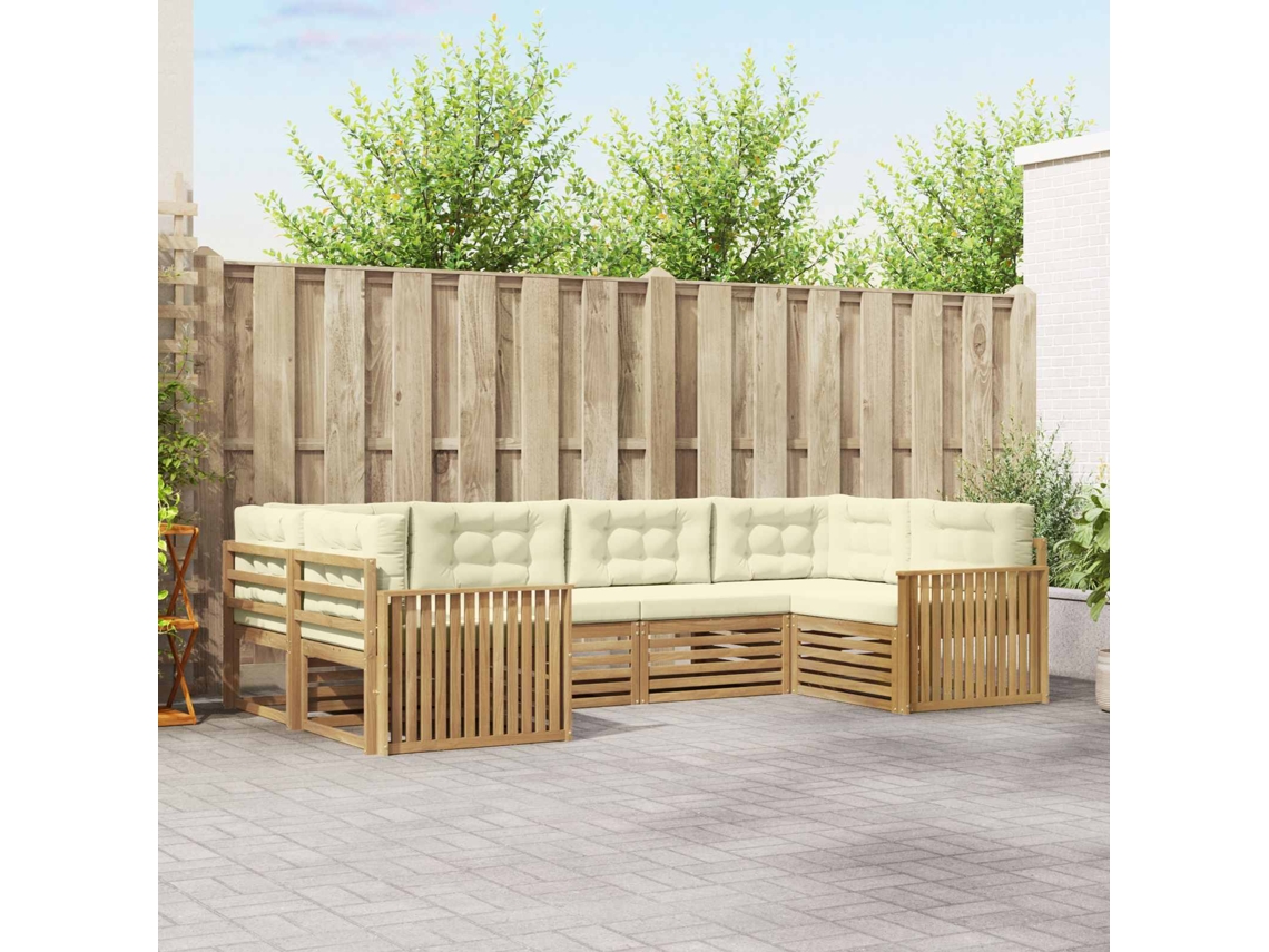 Vidaxl Conjunto De Sofás Para Exterior 6 Unid. Branco E Creme