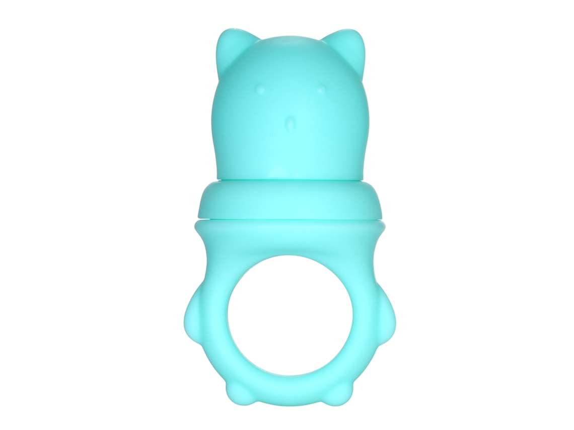 Mali mordedor de Alimentos para Bebê Silicone com Tampa de Proteção Frutas Legumes Rosa Azul