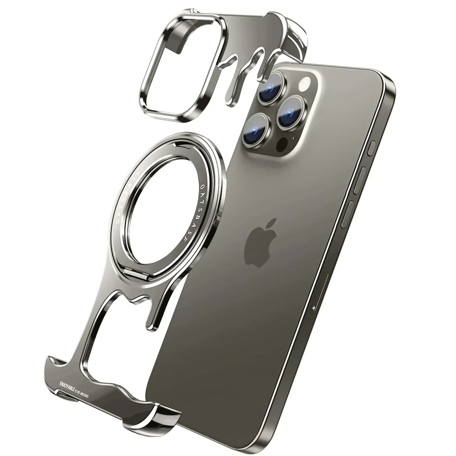 Capa Para Iphone 16 Plus (titânio), Compatível Com Magsafe E Suporte Magnético Giratório De 360°.