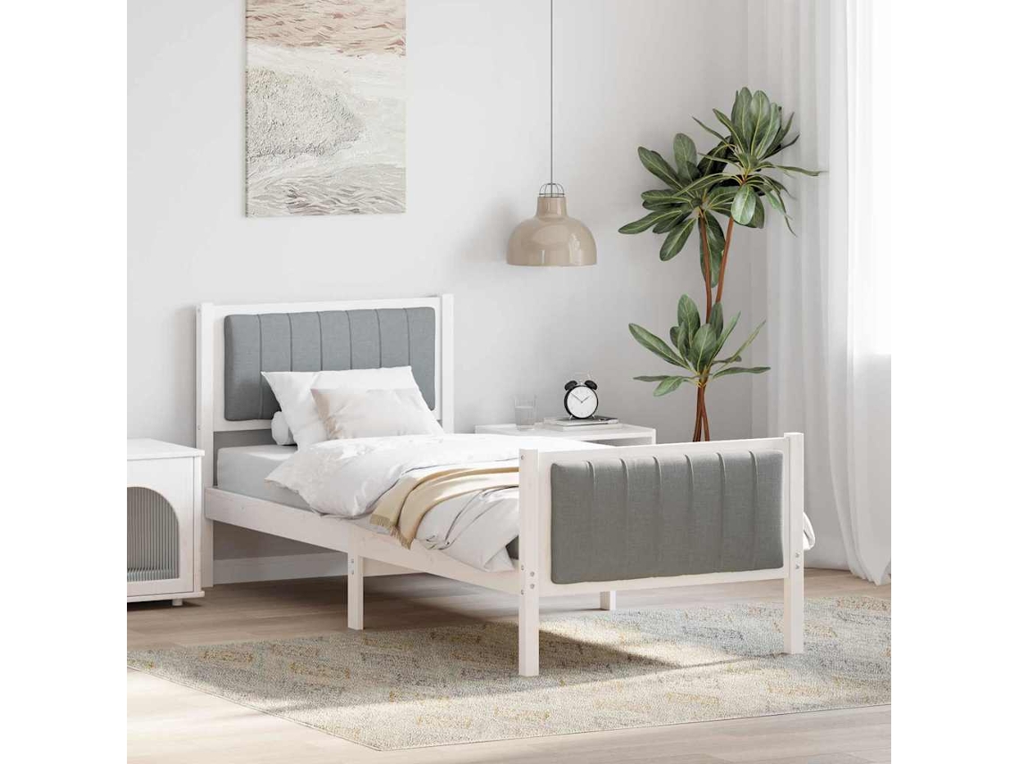 Vidaxl Estrutura da Cama Branco e Cinza Claro 80 X 200 Cm